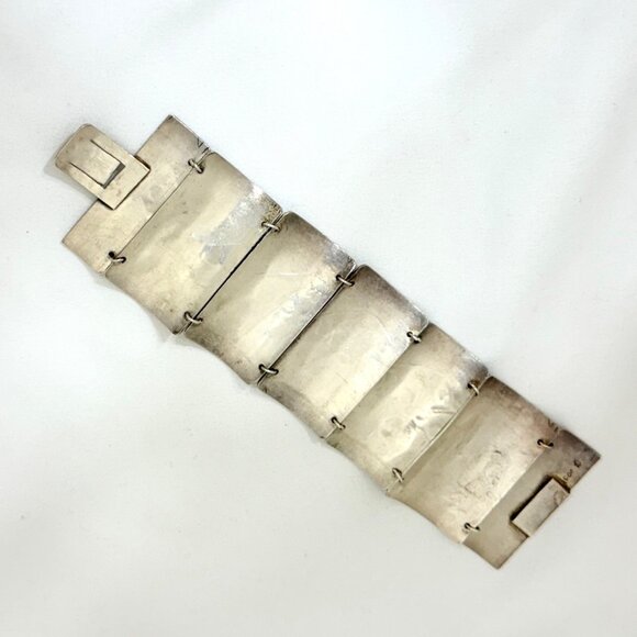 Vintage Peruvian Storyteller Panel Bracelet 900 Silver Signed - Picture 10 of 11